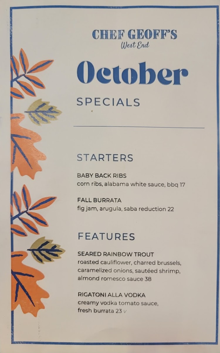 Chef Geoff's West End Menu - Image 4